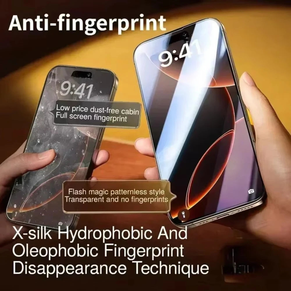 NNBILI Oleophobic Coating Dust Free Easy Installation Screen Protector For iPhone 14 11 13 12 15 16 Pro Max Mini XS X XR Glass